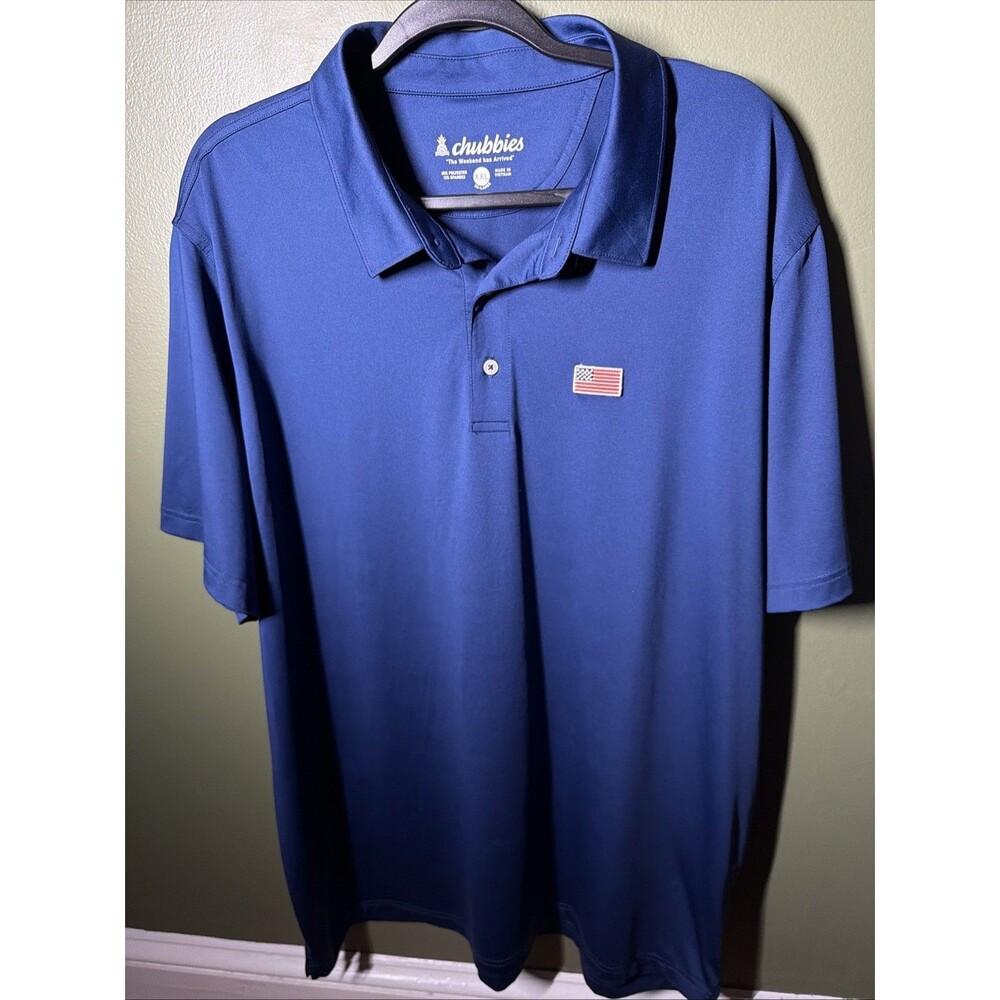 Chubbies “Out of the Blue” Performance Polo Shirt, Men’s XXL - Navy, UPF 50+